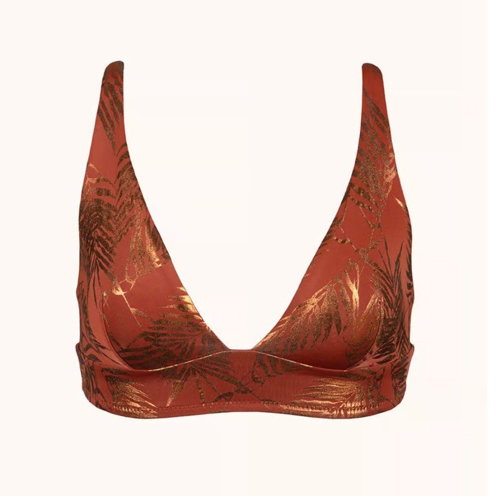 Lively Palm Plunge Bralette Metallic Sz M